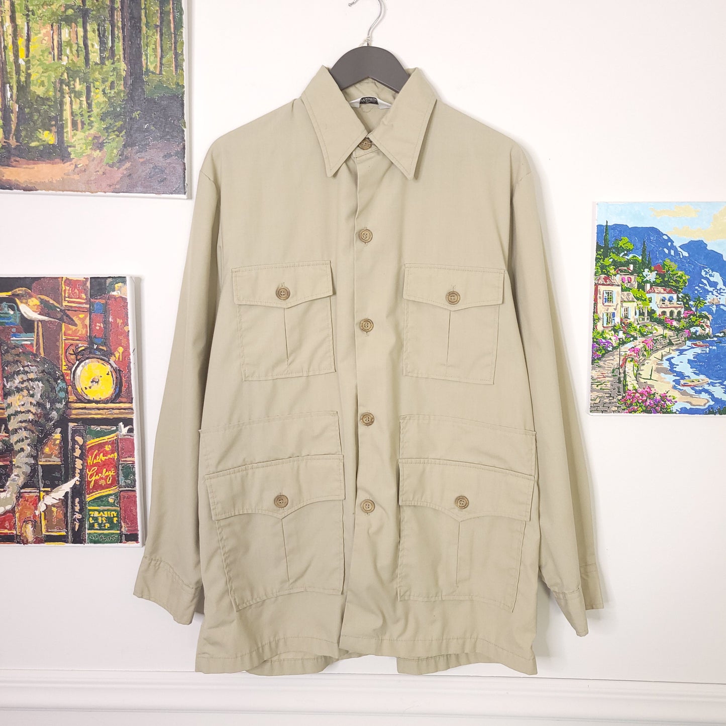 Vintage 70's Woolrich Tan Safari Field Jacket Men's Size Large