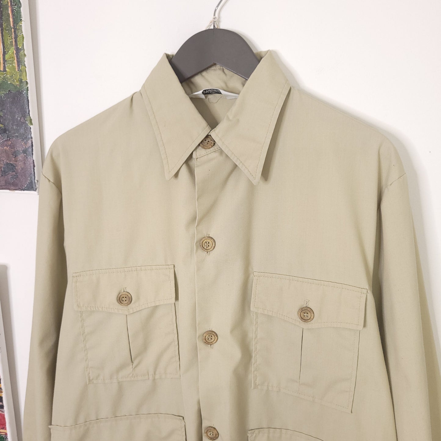 Vintage 70's Woolrich Tan Safari Field Jacket Men's Size Large