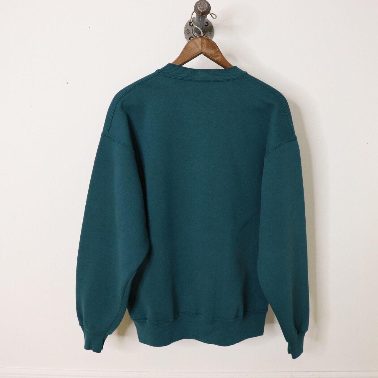Vintage 90's Jerzees Blank Crewneck Sweatshirt Teal Blue Men's Sz L Made in USA