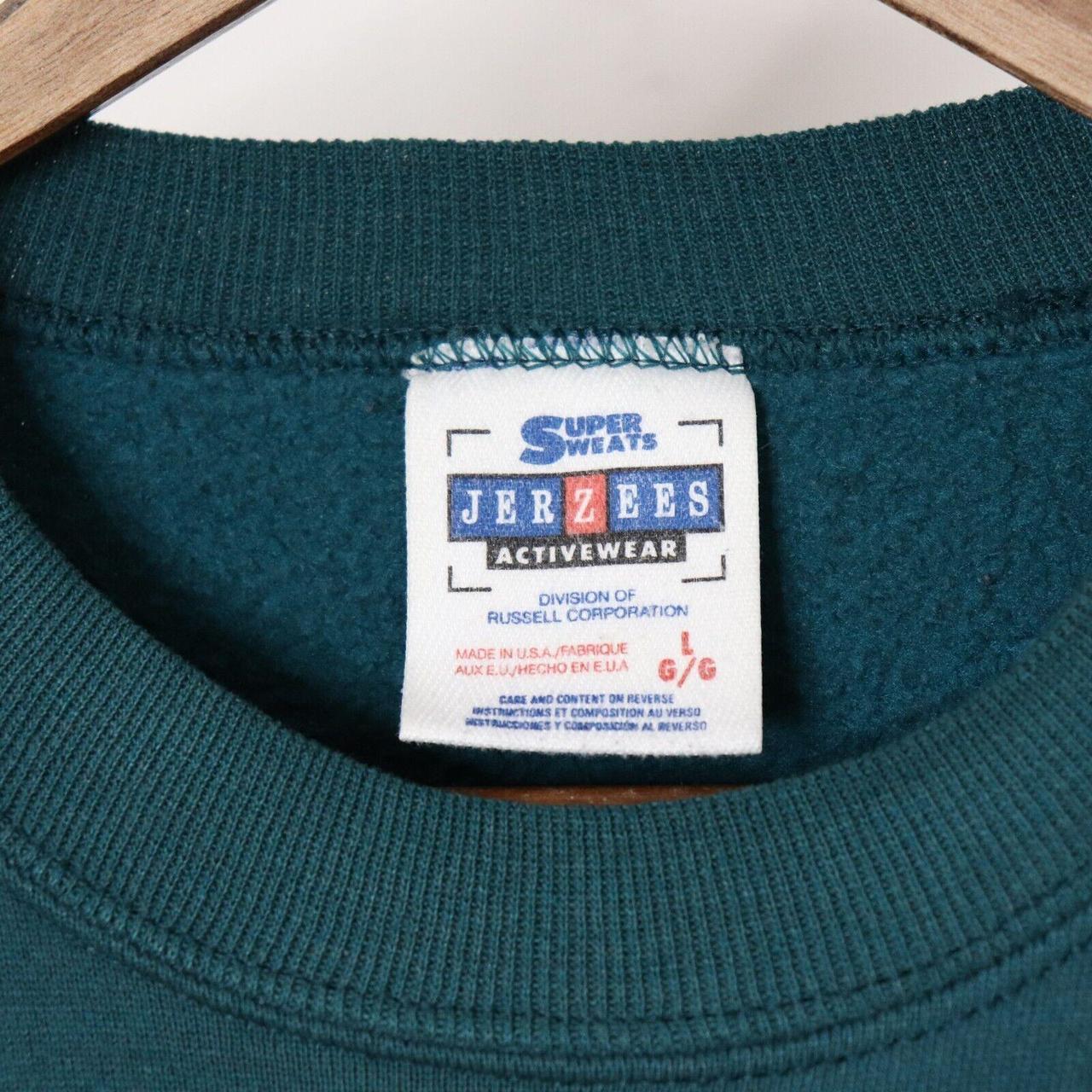 Vintage 90's Jerzees Blank Crewneck Sweatshirt Teal Blue Men's Sz L Made in USA