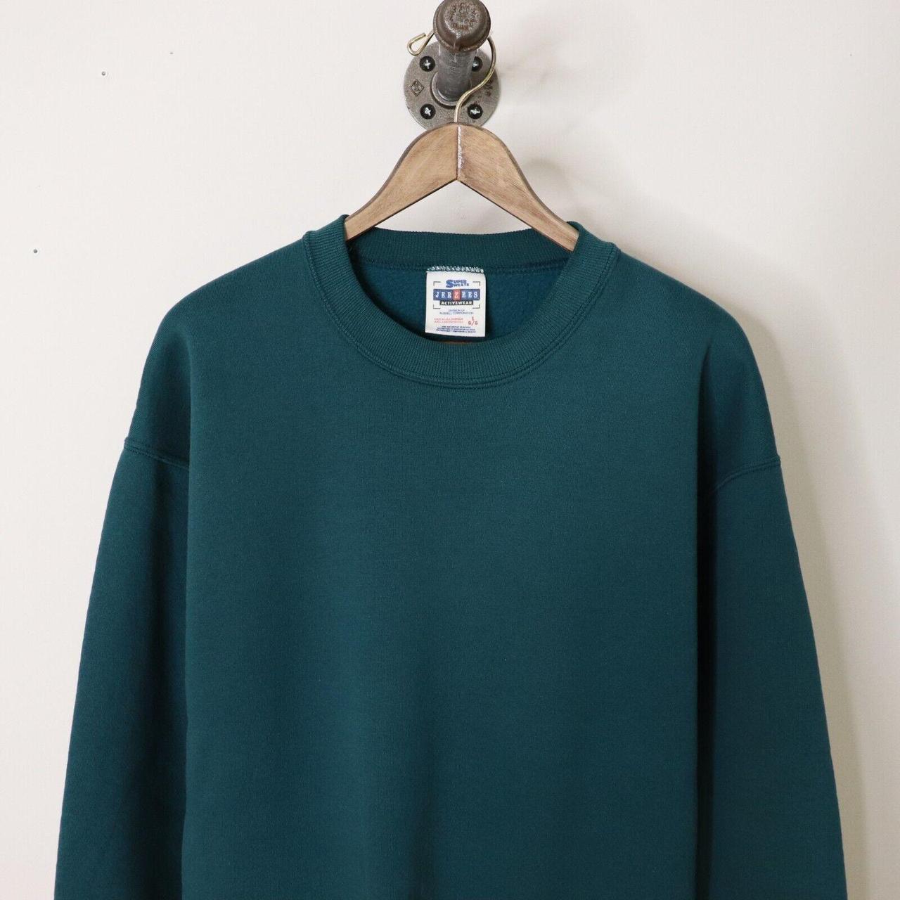 Vintage 90's Jerzees Blank Crewneck Sweatshirt Teal Blue Men's Sz L Made in USA