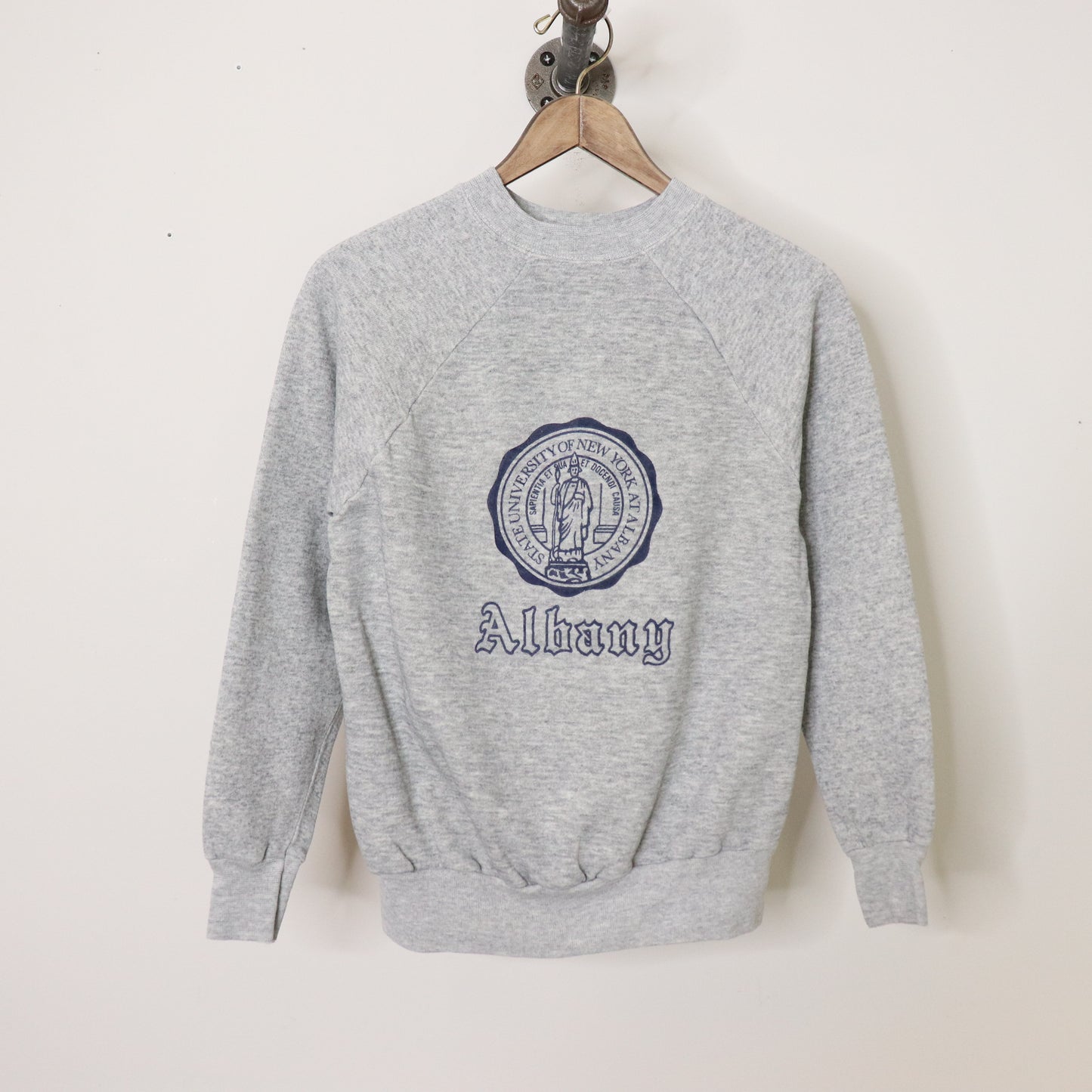 Vintage 70's NY Albany University Crest Crewneck Sweatshirt Adult Size M
