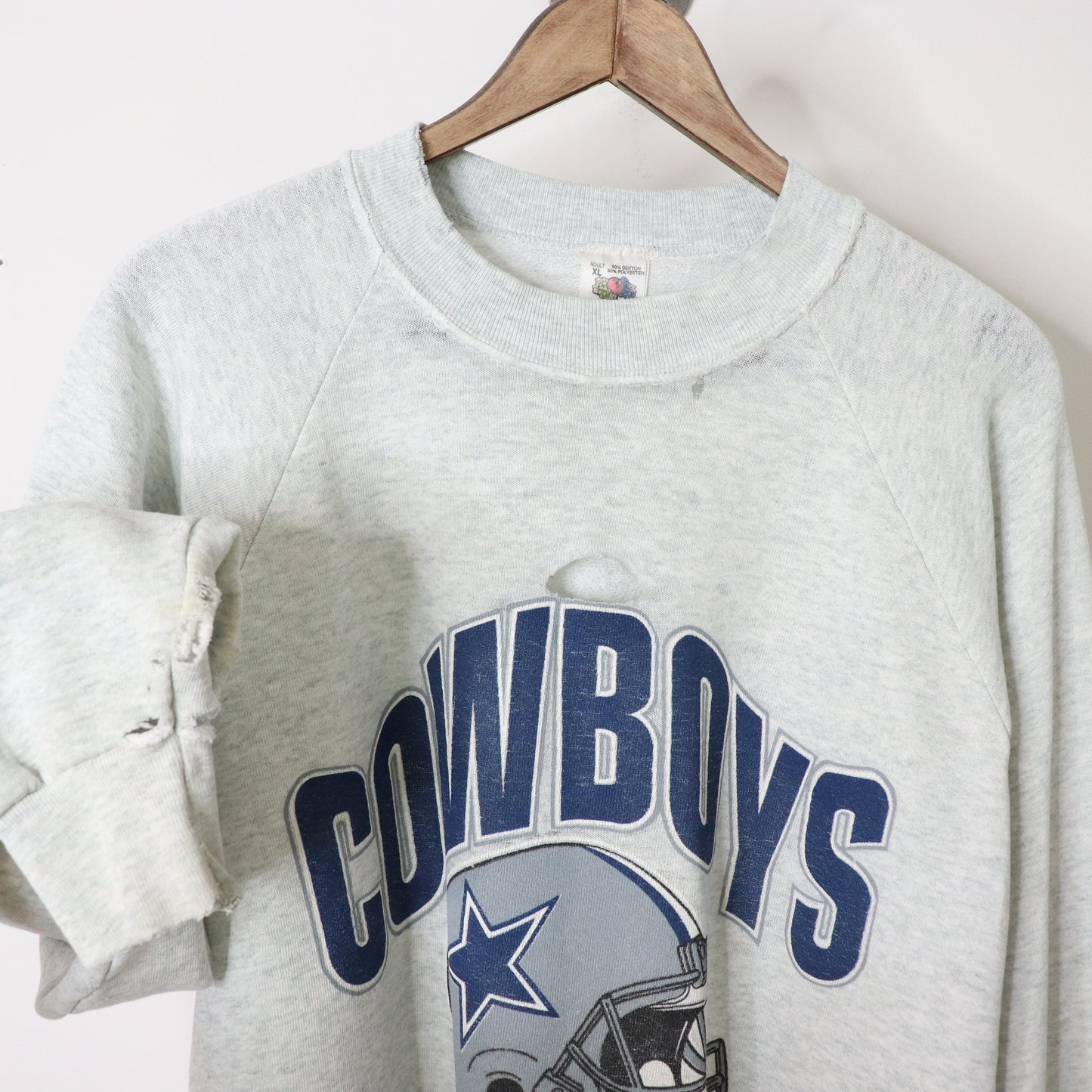 Vintage 80's Dallas Cowboys Distressed Crewneck Sweatshirt Size XL