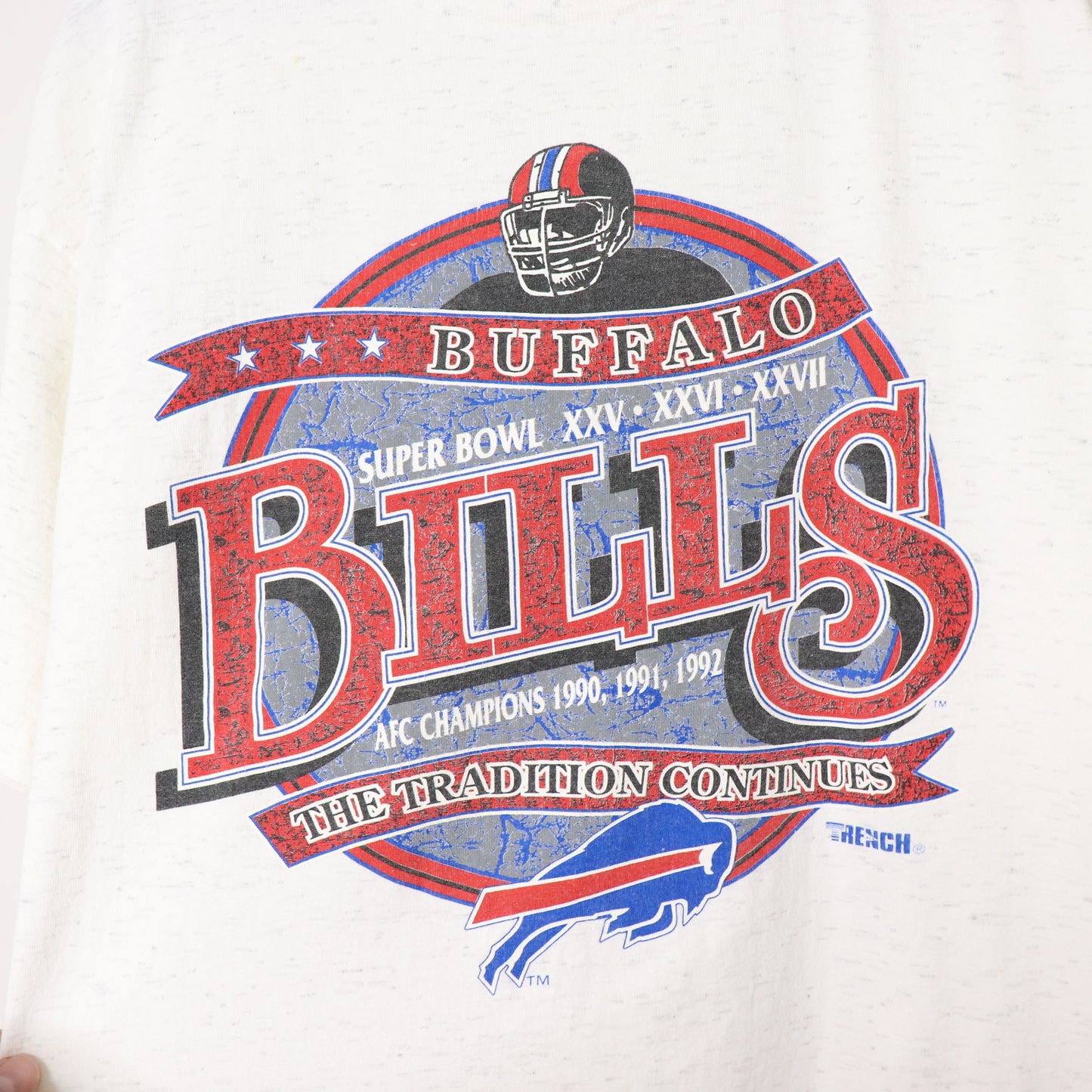Vintage 90's Trench Buffalo Bills NFL AFC Champions Tee Size XL
