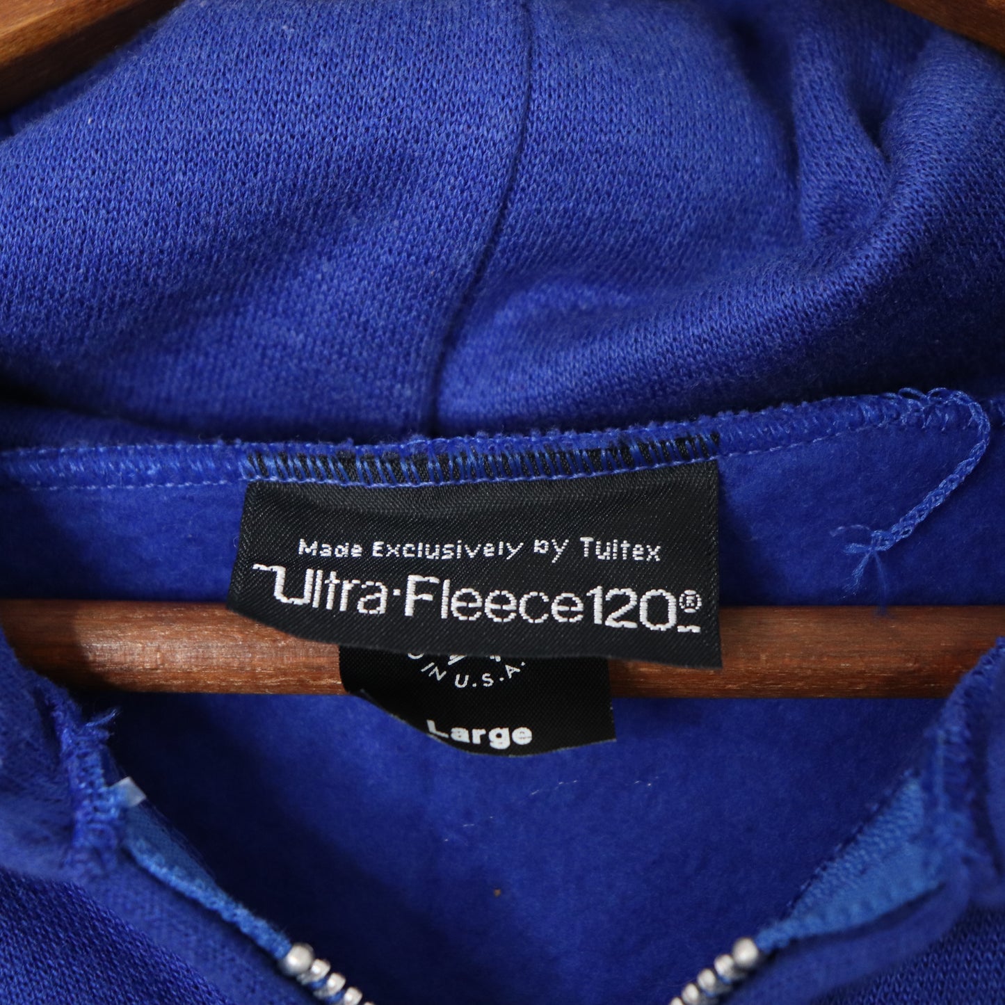 Vintage 80's Tultex Ultra fleece Zip Hoodie Men's Sz L Union Made Deadstock