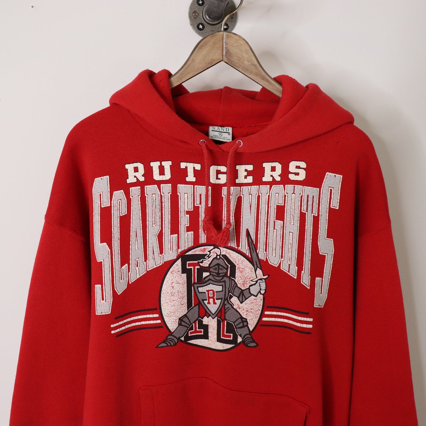 Vintage 90's RUTGERS University Scarlett Knights Hoodie Size XL USA Made