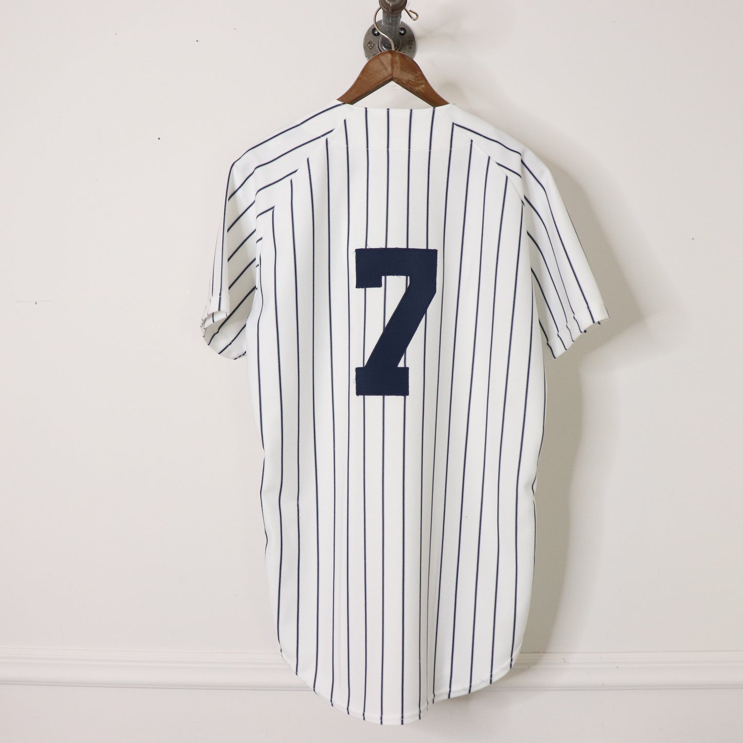Vintage 80's Mickey Mantle #7 NY Yankees Pinstripe Baseball Jersey Sz 44 - Large