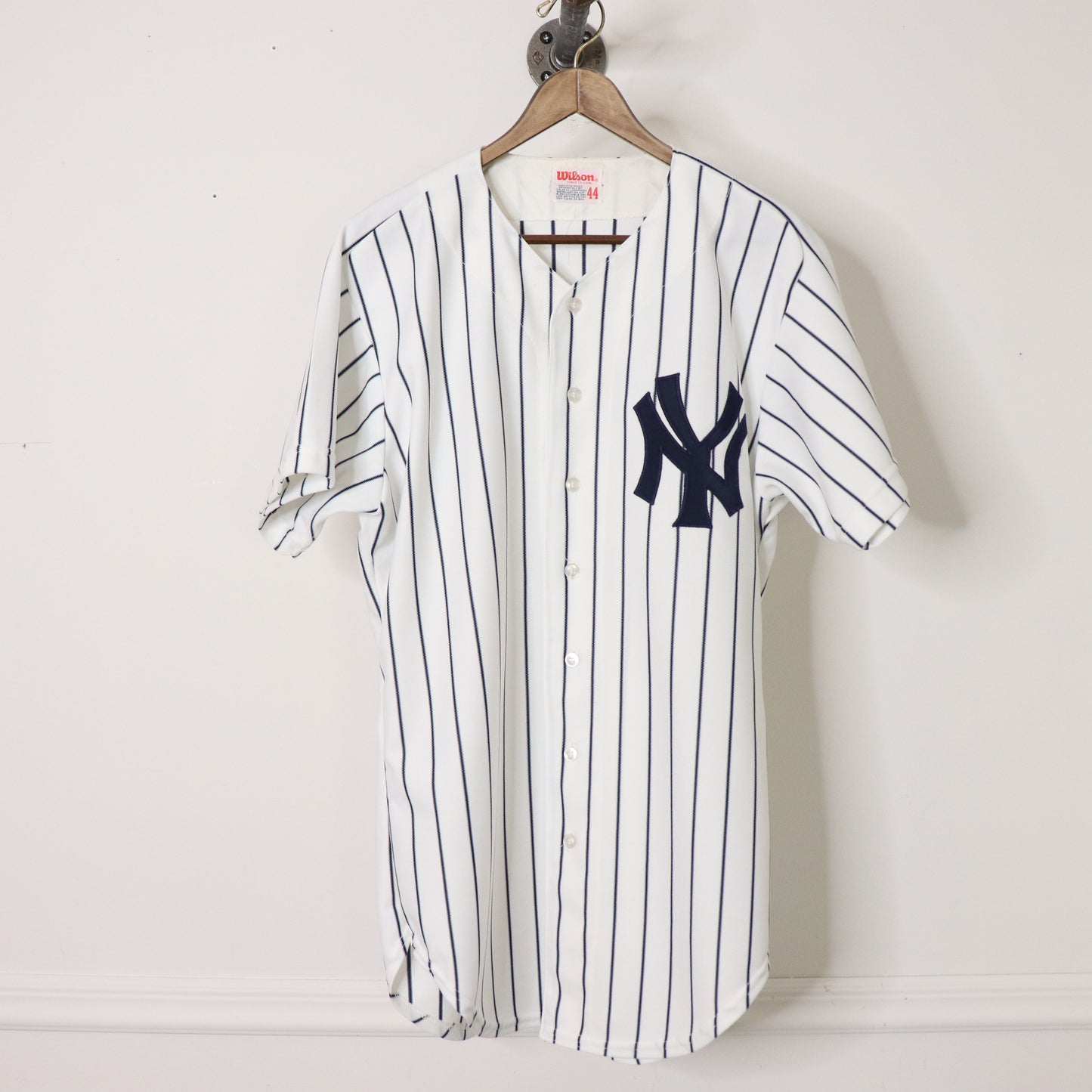 Vintage 80's Mickey Mantle #7 NY Yankees Pinstripe Baseball Jersey Sz 44 - Large
