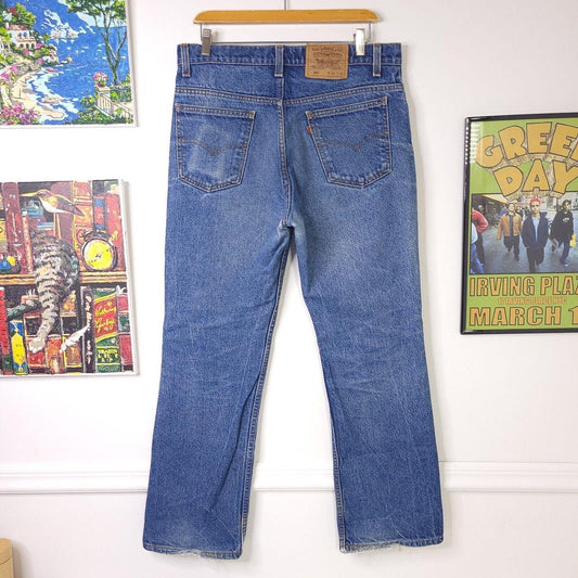 Vintage 90's LEVI'S 517 Jeans Orange Tab Bootcut Men's Size 34x30 Made in USA