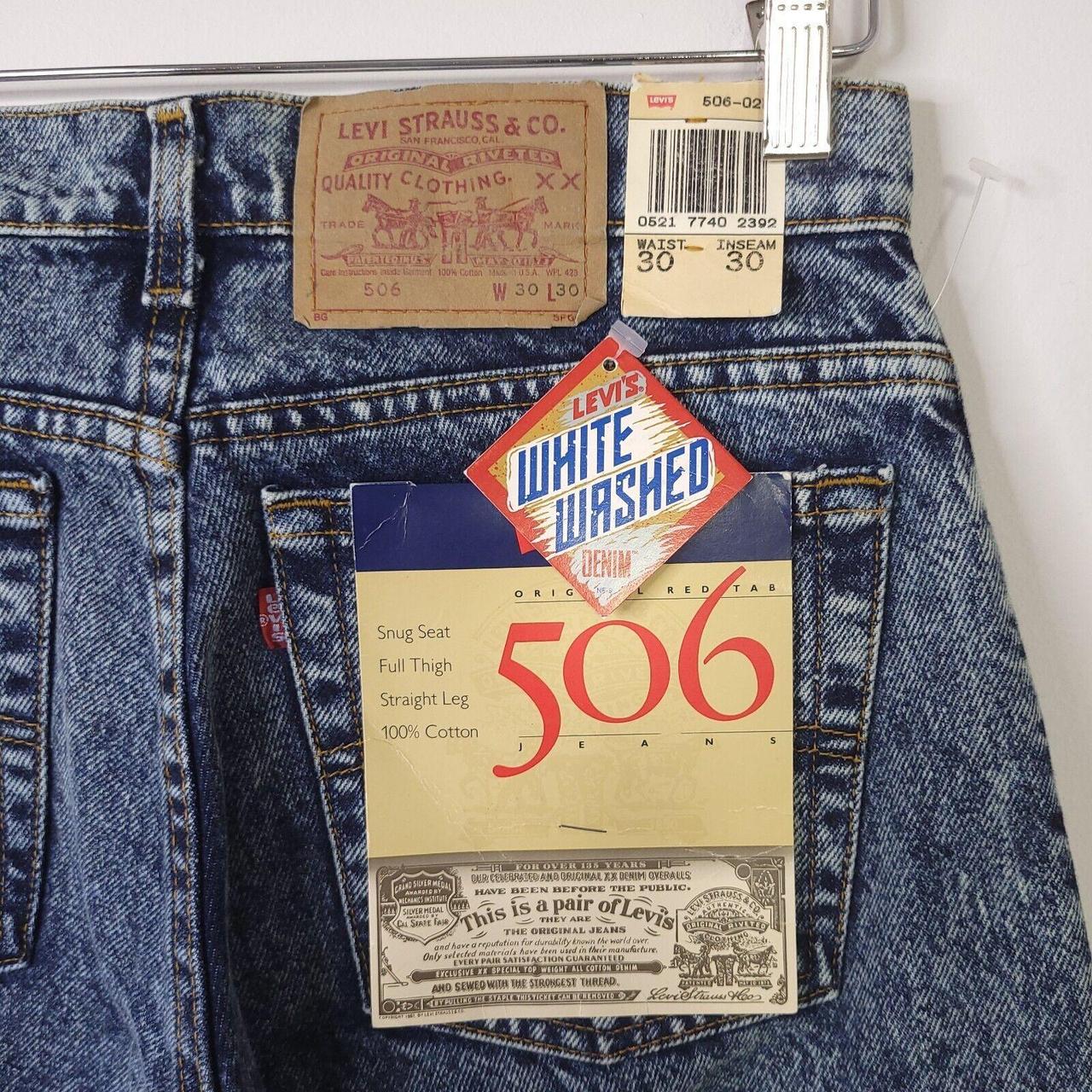 Vintage 80's Levi’s 506 Straight Leg White Washed Jeans Size 30x30