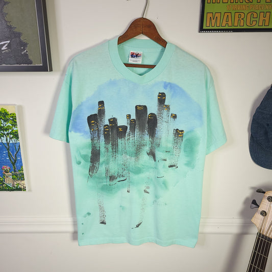 Vintage 90's City Skyline Art Tee Sz L