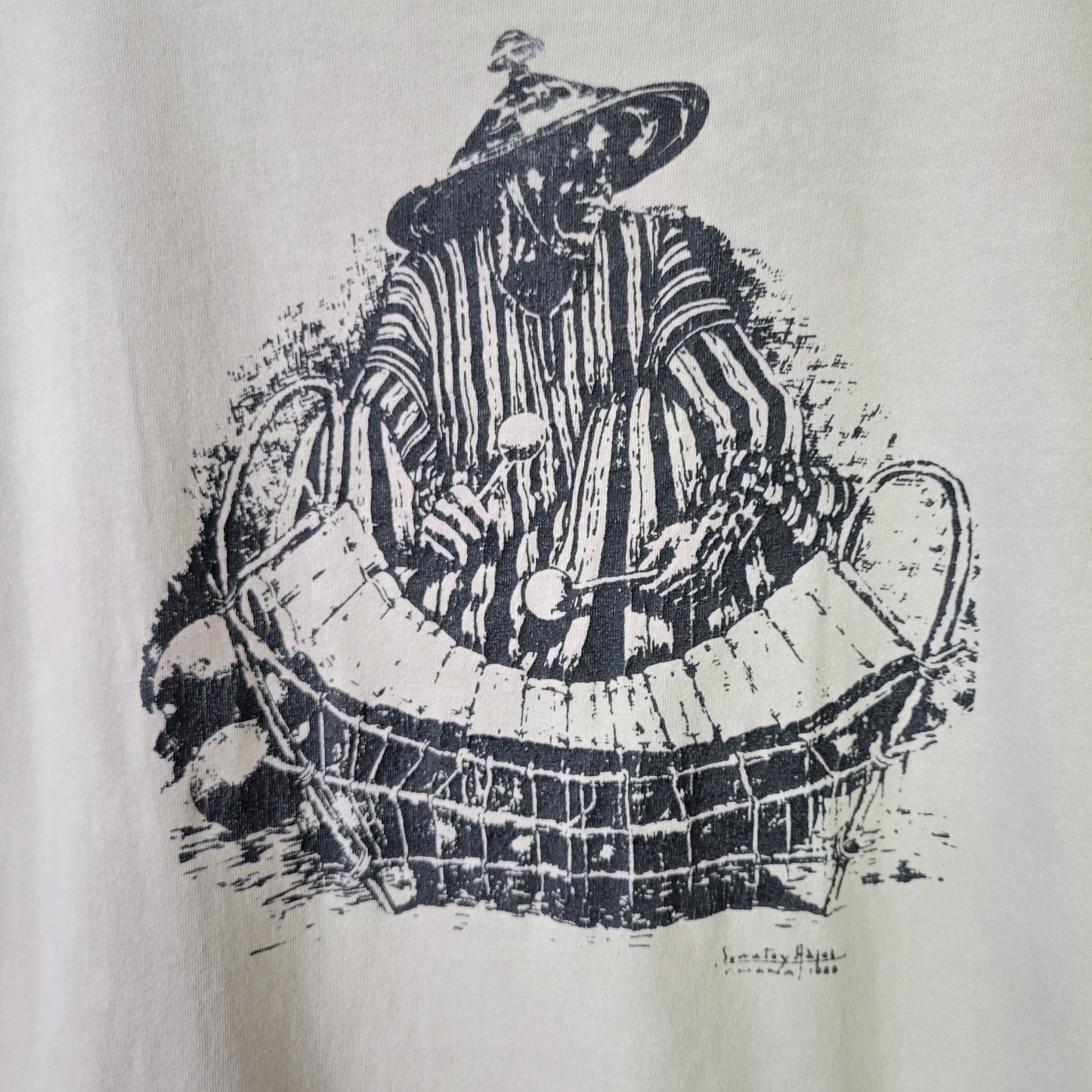 Vintage 90's Sowatey Adjei's Ghanaian Xylophone Player 1988 Art Tee Sz XL