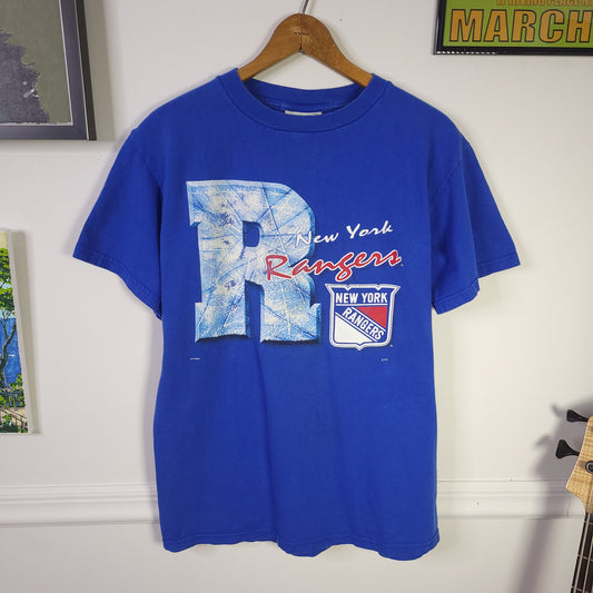 Vintage 90's NY Rangers Big R Nutmeg Tee Sz L/XL