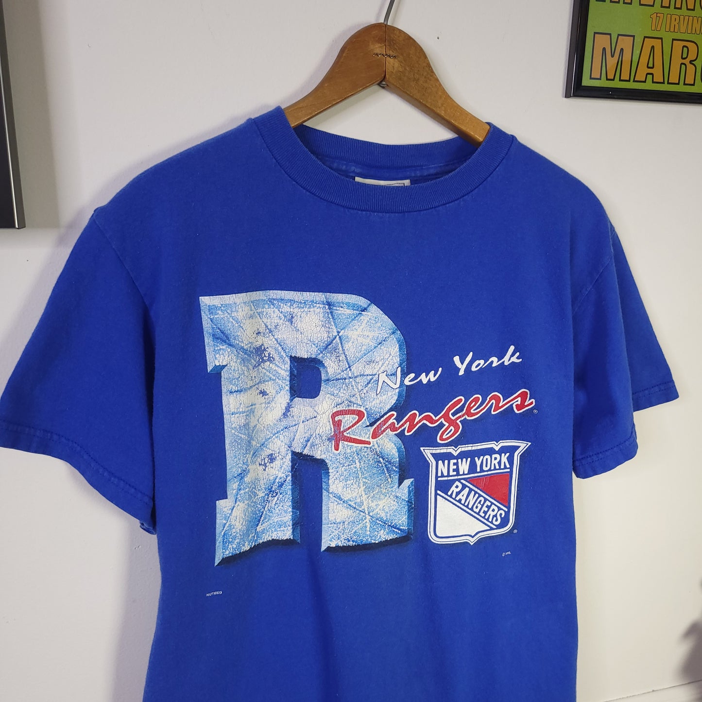 Vintage 90's NY Rangers Big R Nutmeg Tee Sz L/XL