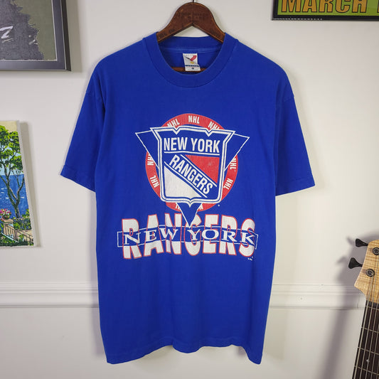 Vintage 90's NY Rangers Spellout Tee Sz L