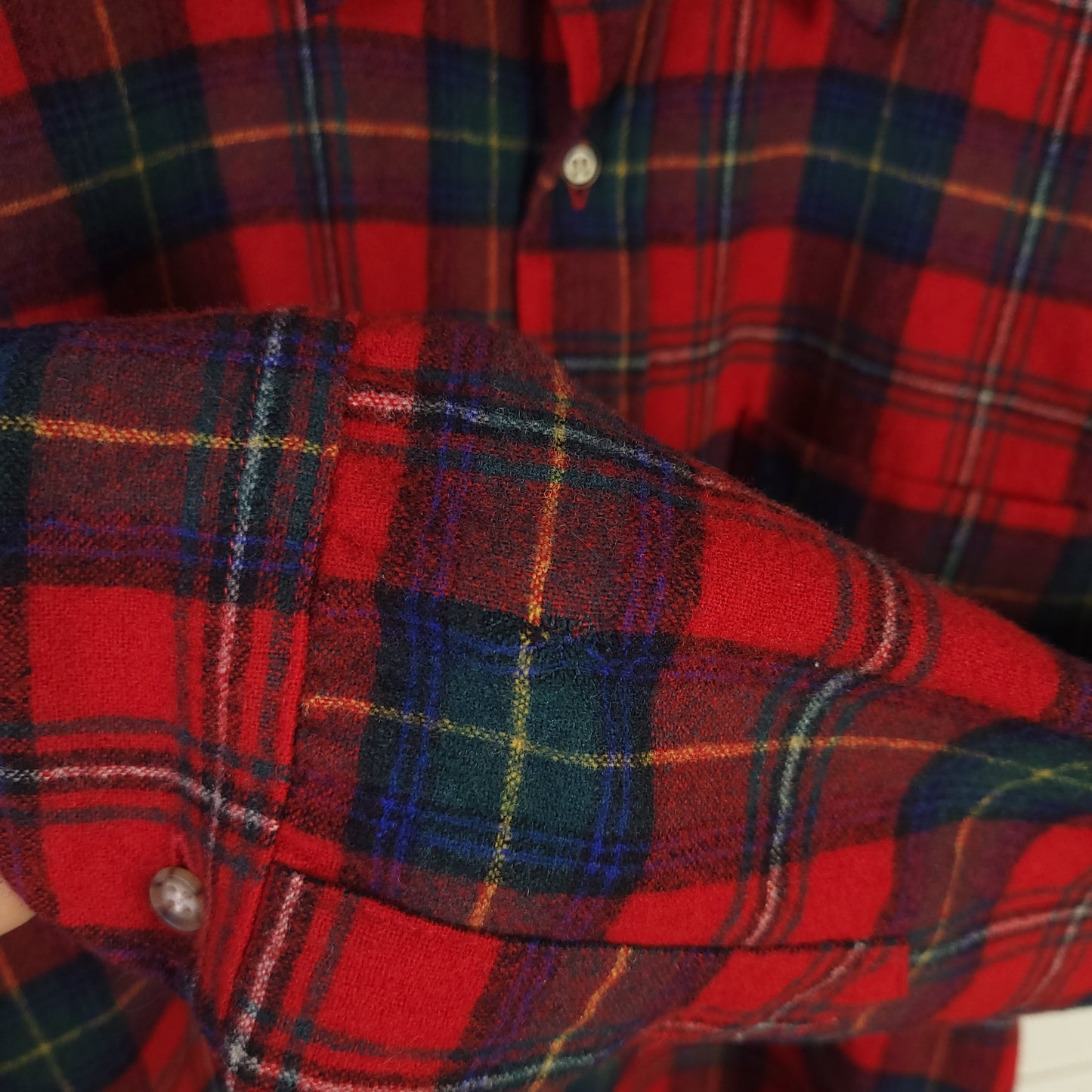 Vintage 70’s Pendleton Wool Lodge Plaid Flannel Shirt Sz L Tartan