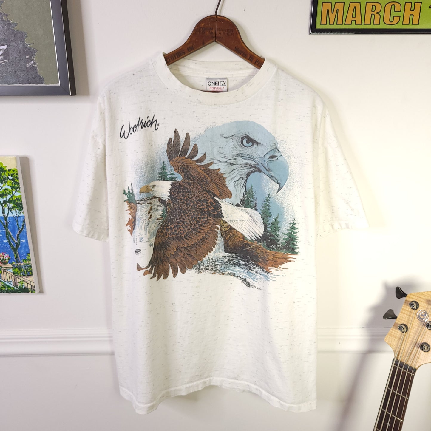 Vintage 90's Bald Eagle Nature Tee Sz XL Heather White