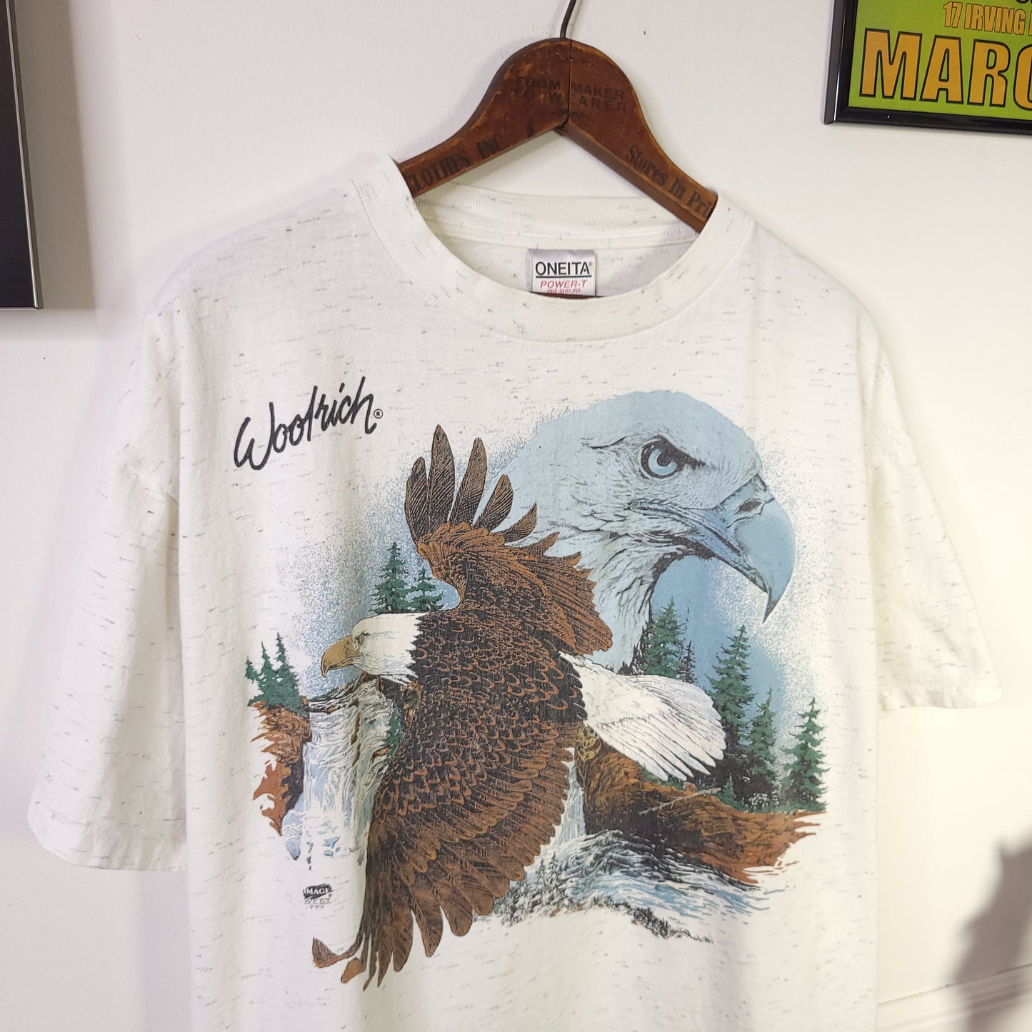 Vintage 90's Bald Eagle Nature Tee Sz XL Heather White