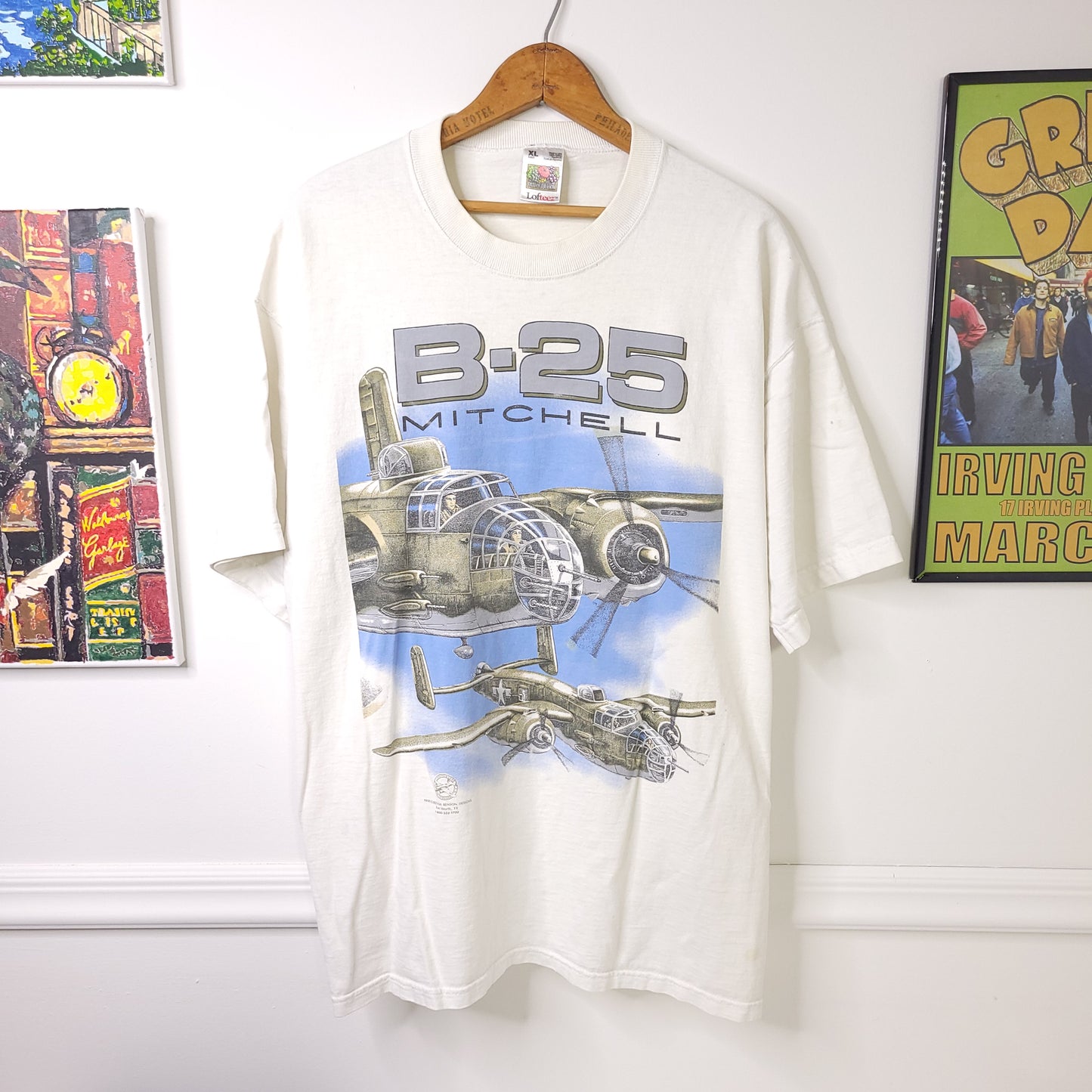 Vintage 90's B-25 Mitchell Bomber Mega Print T-Shirt Men's Sz XL