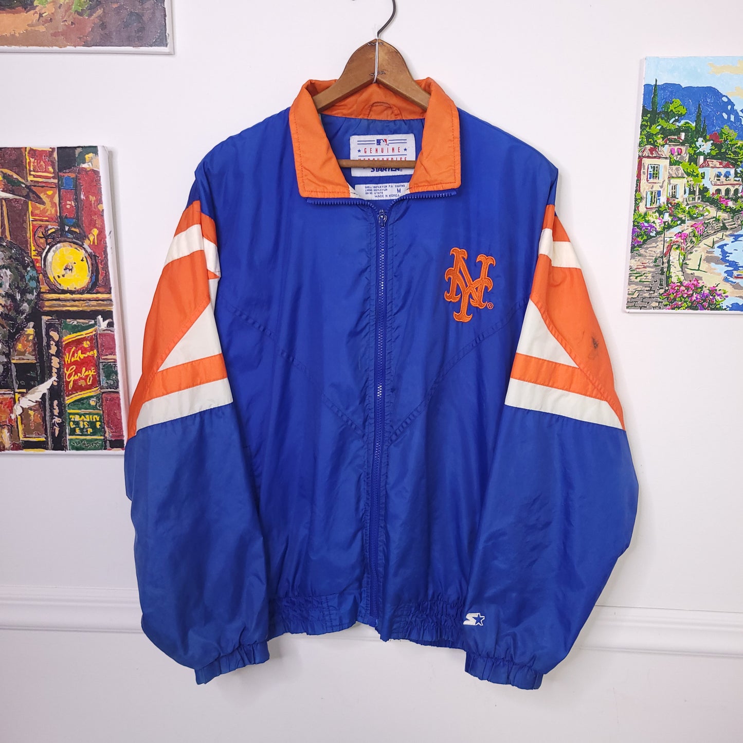 Vintage New York Mets Starter Jacket Mens Sz M Full Zip Nylon Wind Breaker