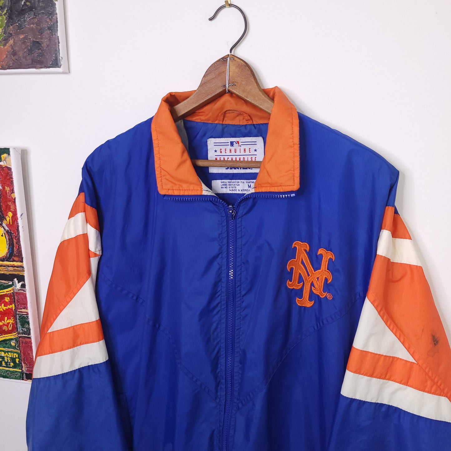 Vintage New York Mets Starter Jacket Mens Sz M Full Zip Nylon Wind Breaker