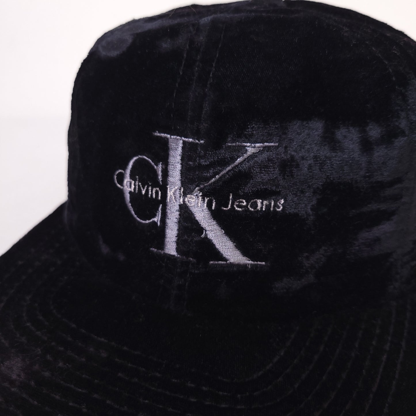 Vintage Calvin Klein Snapback Hat Velvet Black Made In USA