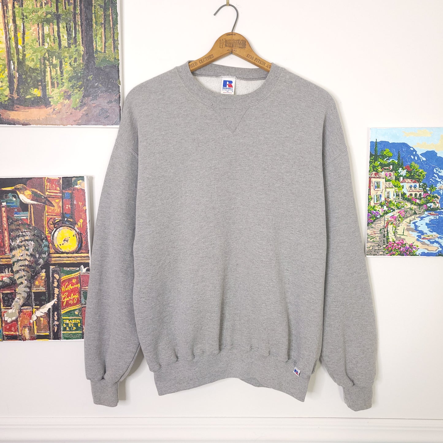 Vintage Russell Athletic Blank Gray Crewneck Sweatshirt Men's Sz XL