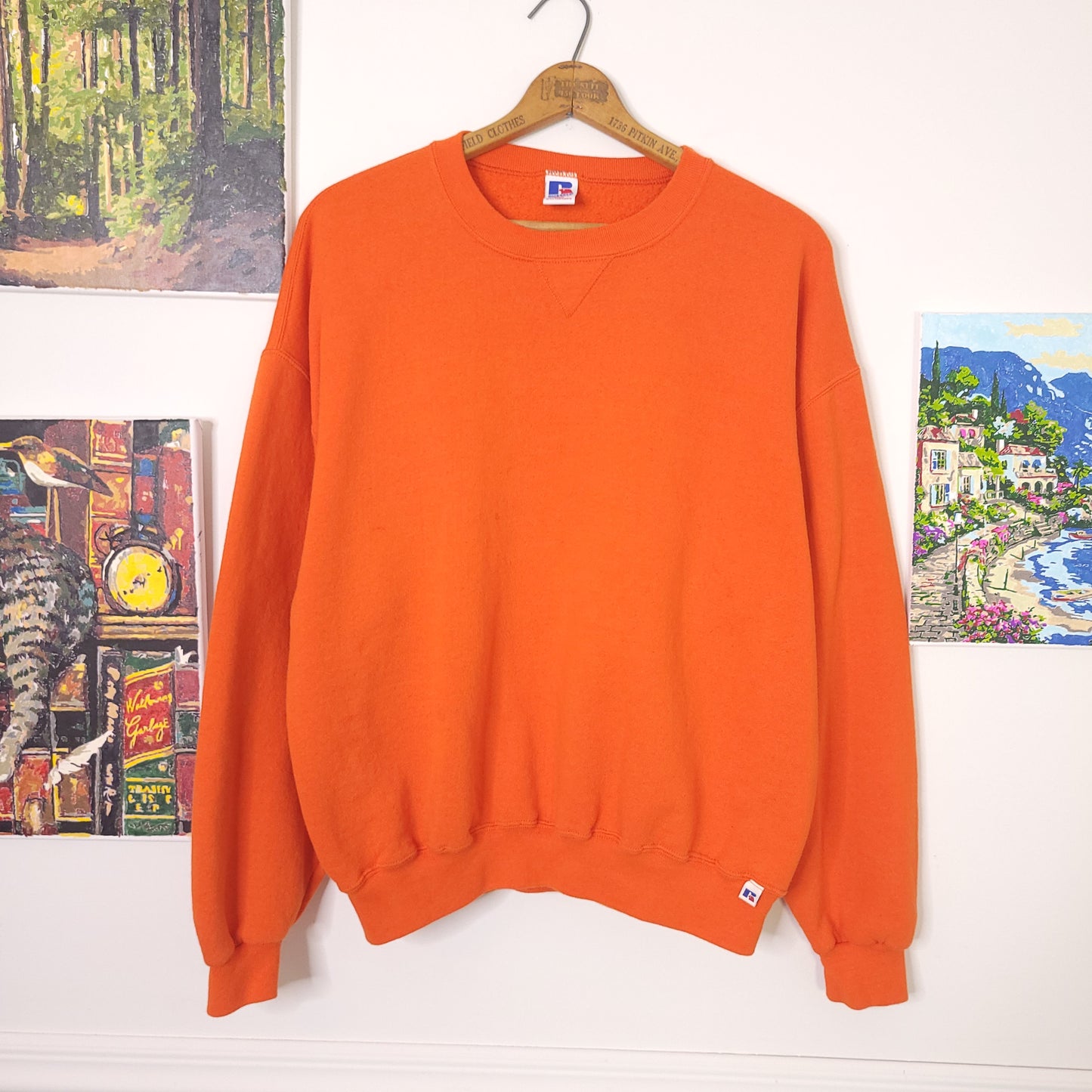 Vintage 90's Russell Athletic Orange Crewneck Sweatshirt Men's Sz XL