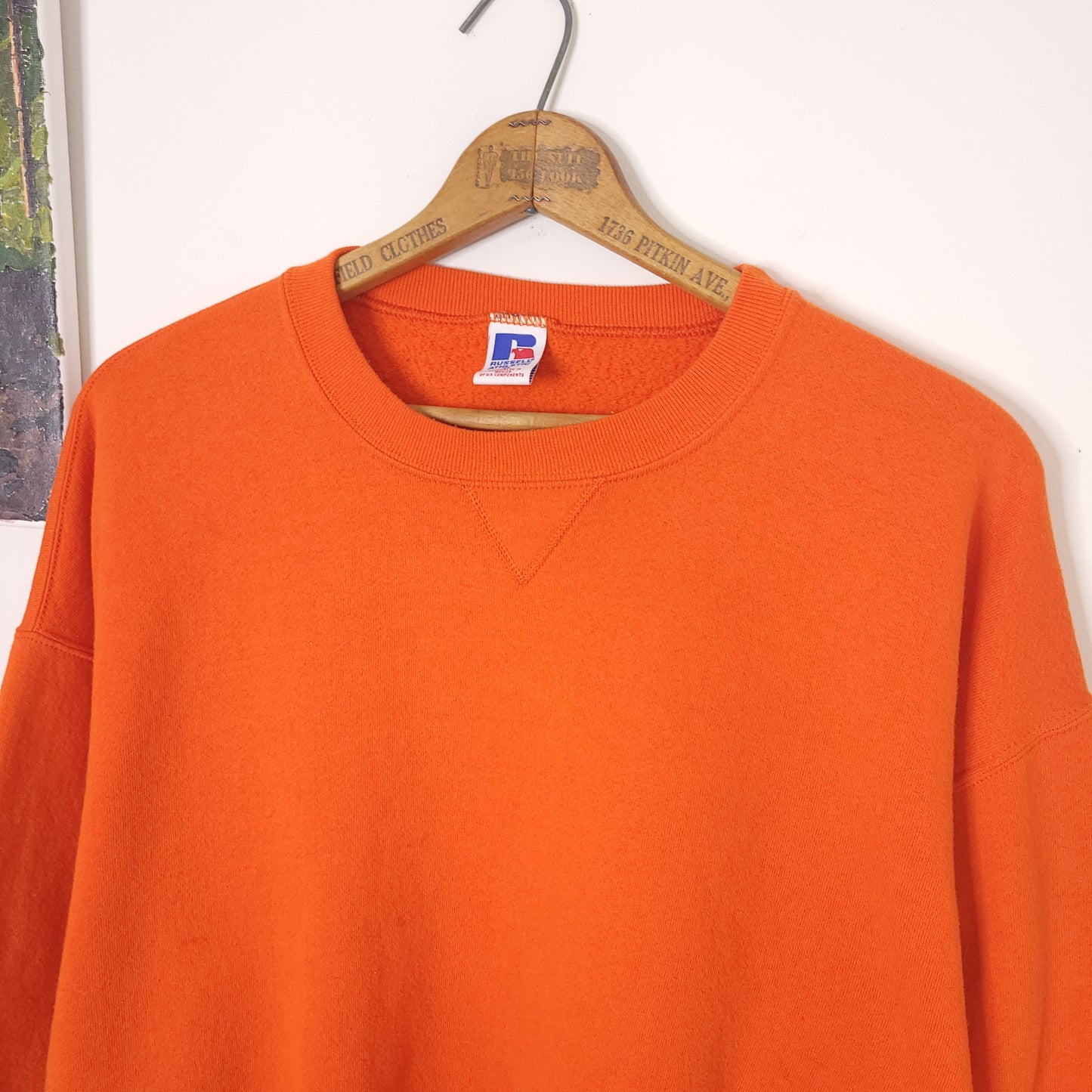 Vintage 90's Russell Athletic Orange Crewneck Sweatshirt Men's Sz XL