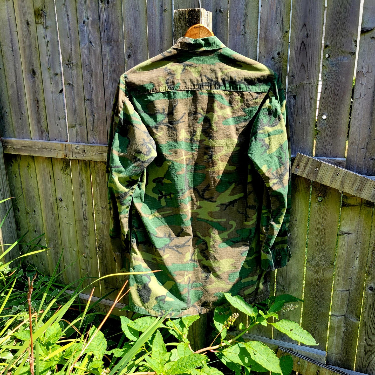 Vintage 60's Slant Pocket Vietnam Rip Stop Camo Jacket Size Small-Long