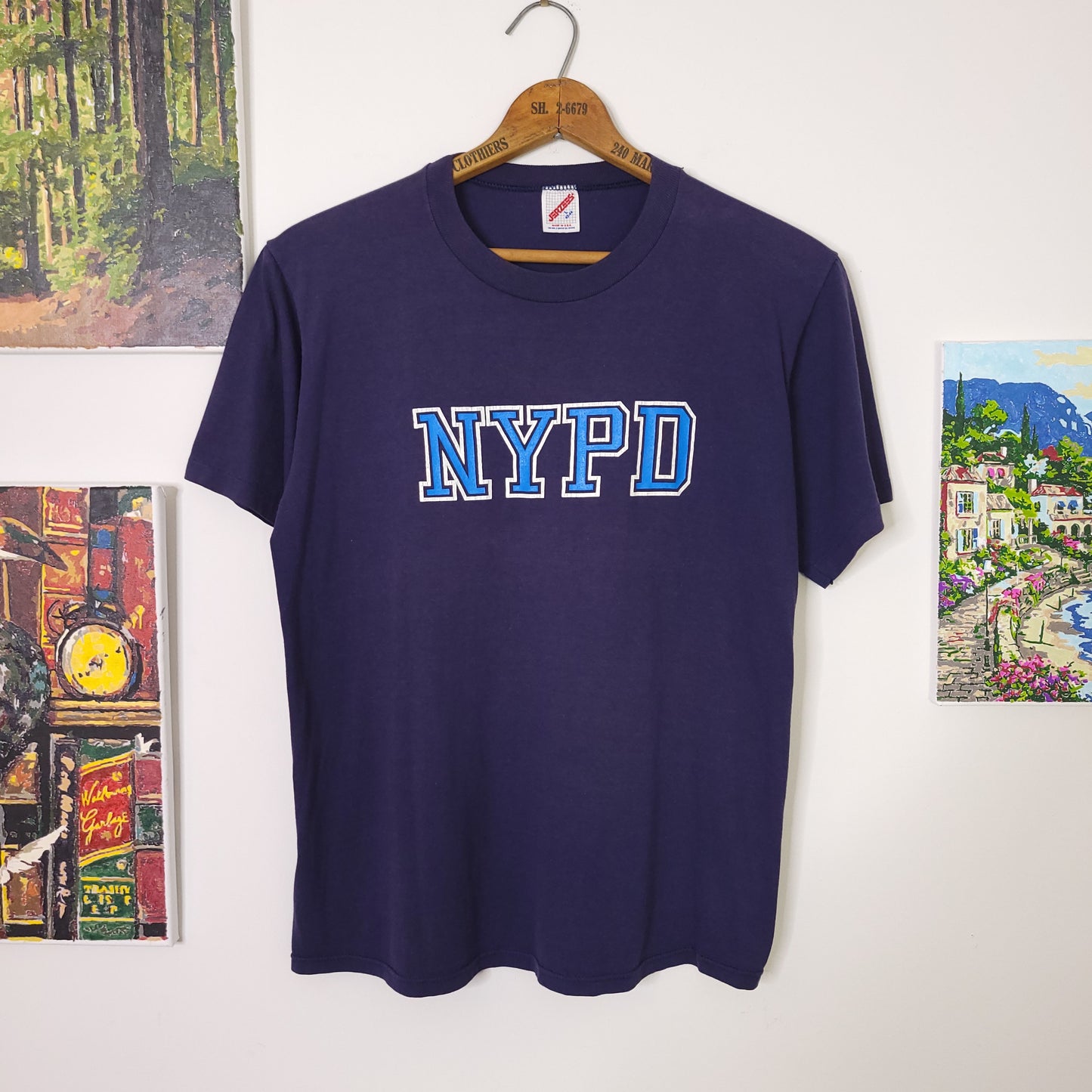 Vintage 80's NYPD Graphic T-Shirt Navy Blue Sz L