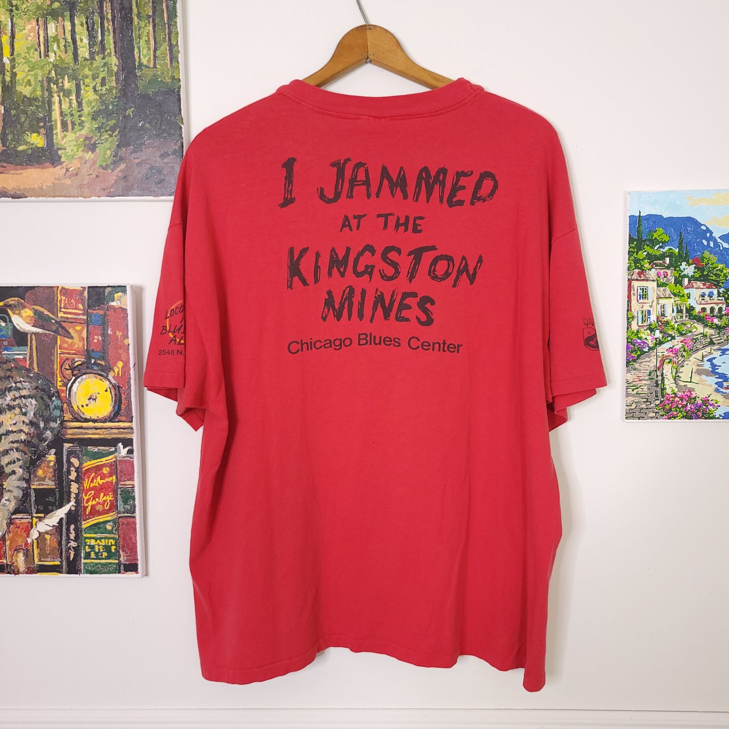 Vintage 90's Kingston Mines Chicago Blues Graphic T-Shirt Sz 2XL Distressed