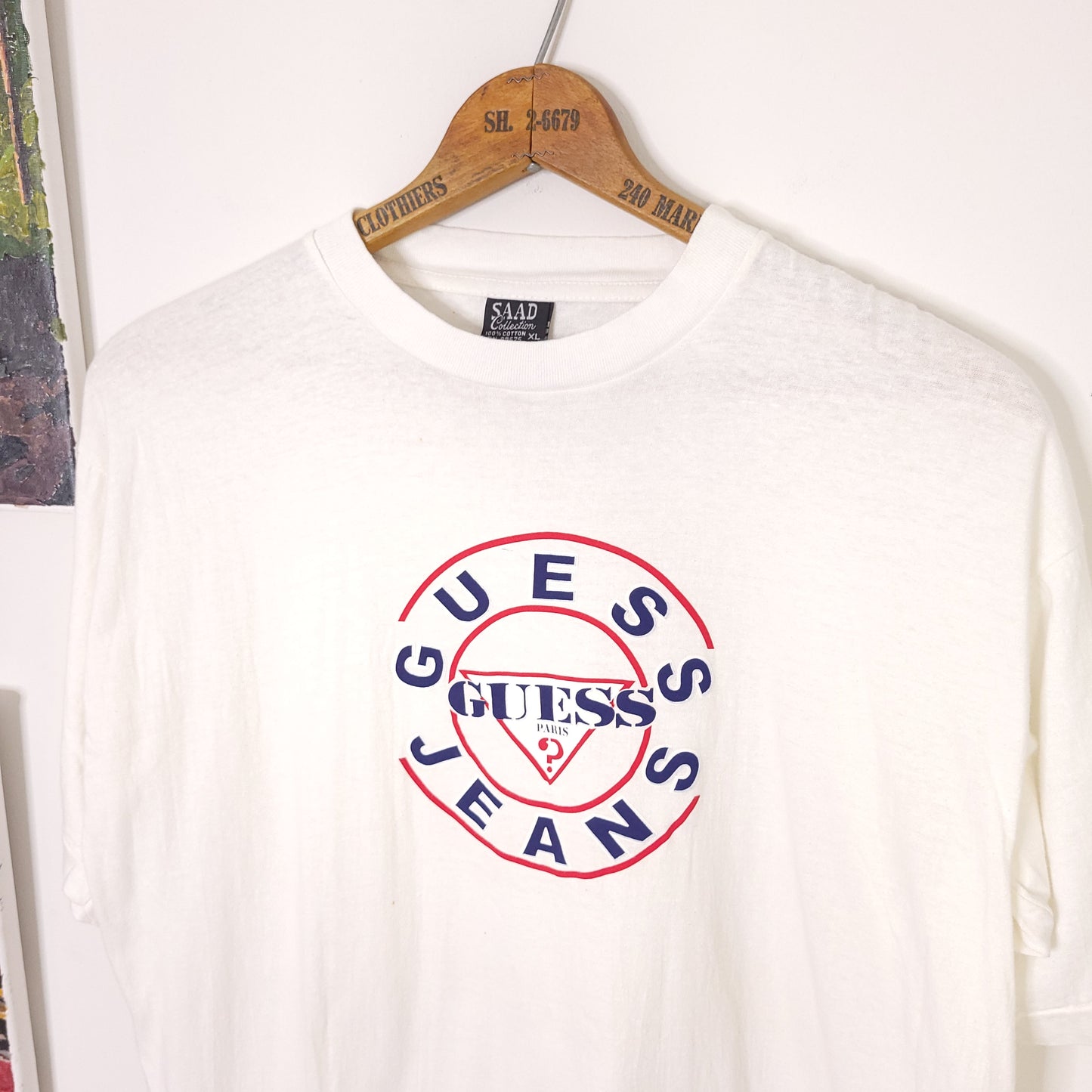 Vintage 90's Guess Jeans USA Bootleg Graphic T-Shirt Men's Sz L Single Stitch