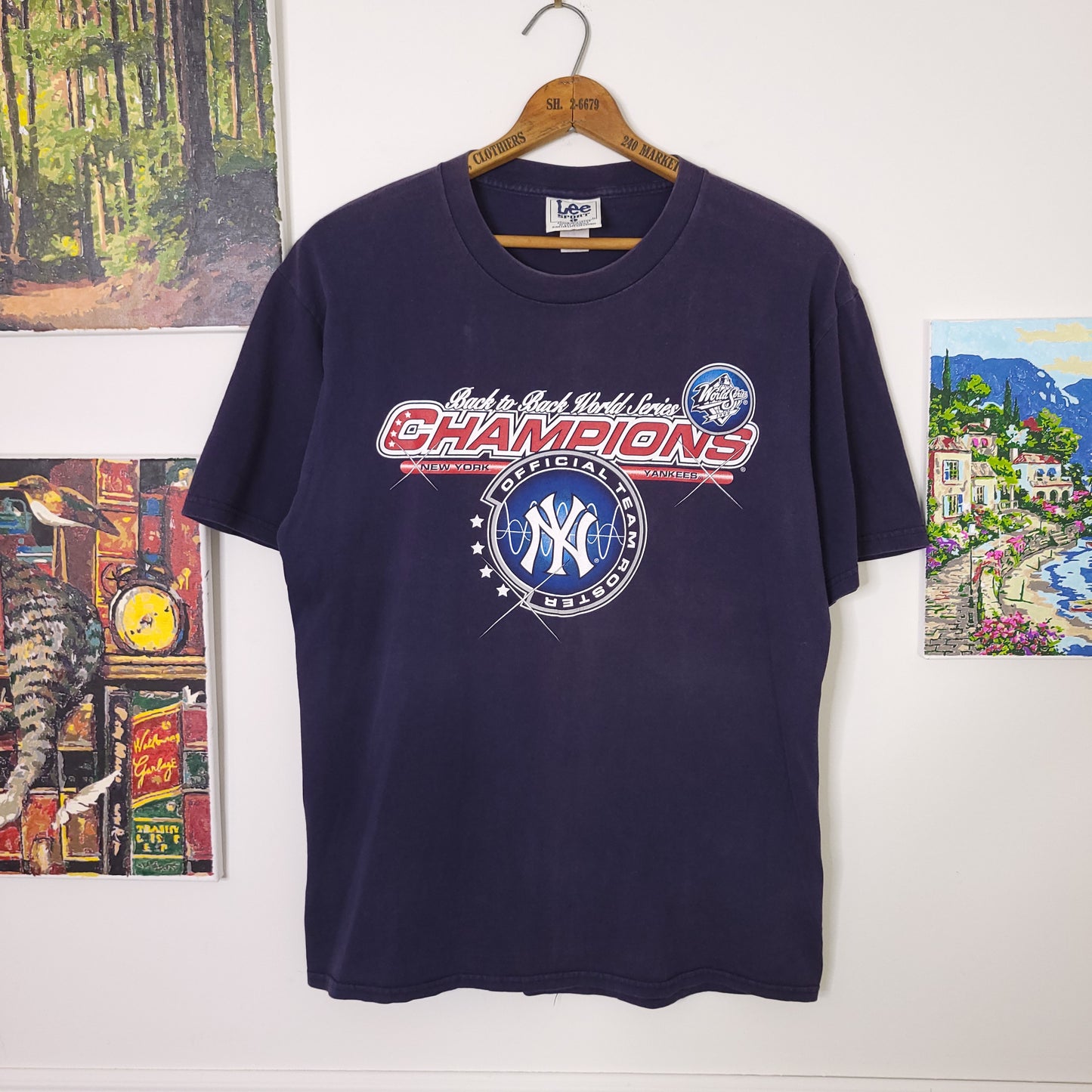 Vintage 1999 MLB New York Yankees World Series Champions Roster T-Shirt Men's Sz L