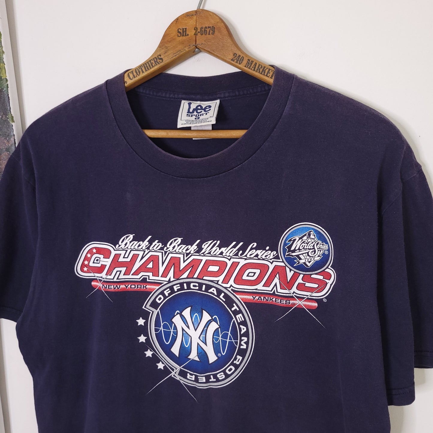 Vintage 1999 MLB New York Yankees World Series Champions Roster T-Shirt Men's Sz L