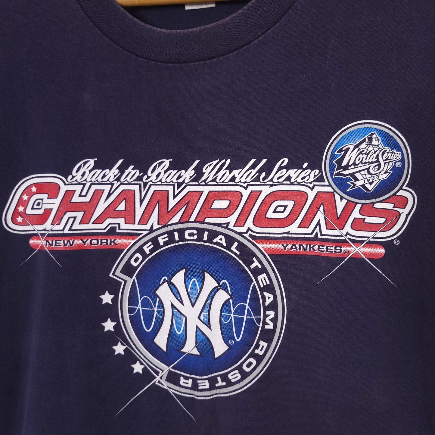 Vintage 1999 MLB New York Yankees World Series Champions Roster T-Shirt Men's Sz L