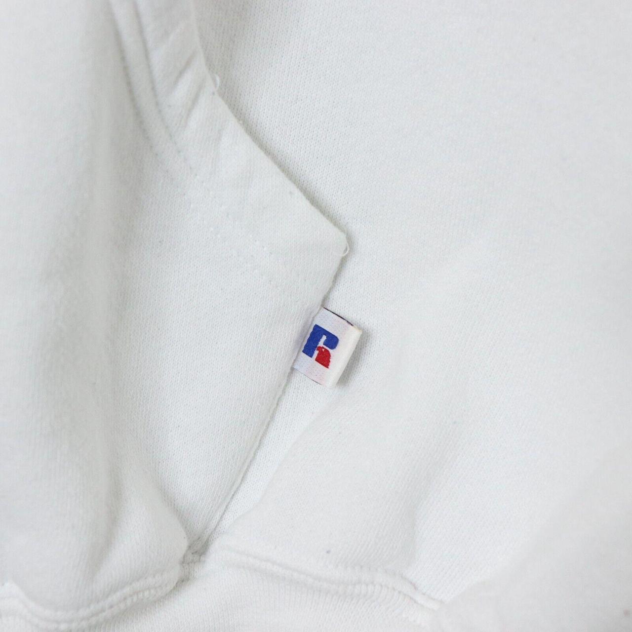 Vintage Russell Athletic Blank White Hoodie Full Zip Size XL