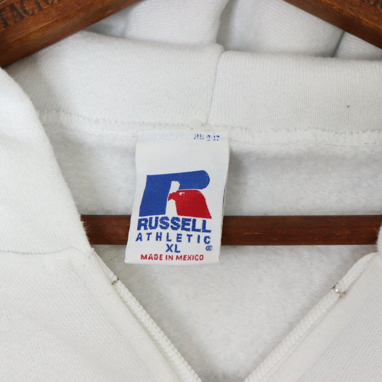 Vintage Russell Athletic Blank White Hoodie Full Zip Size XL