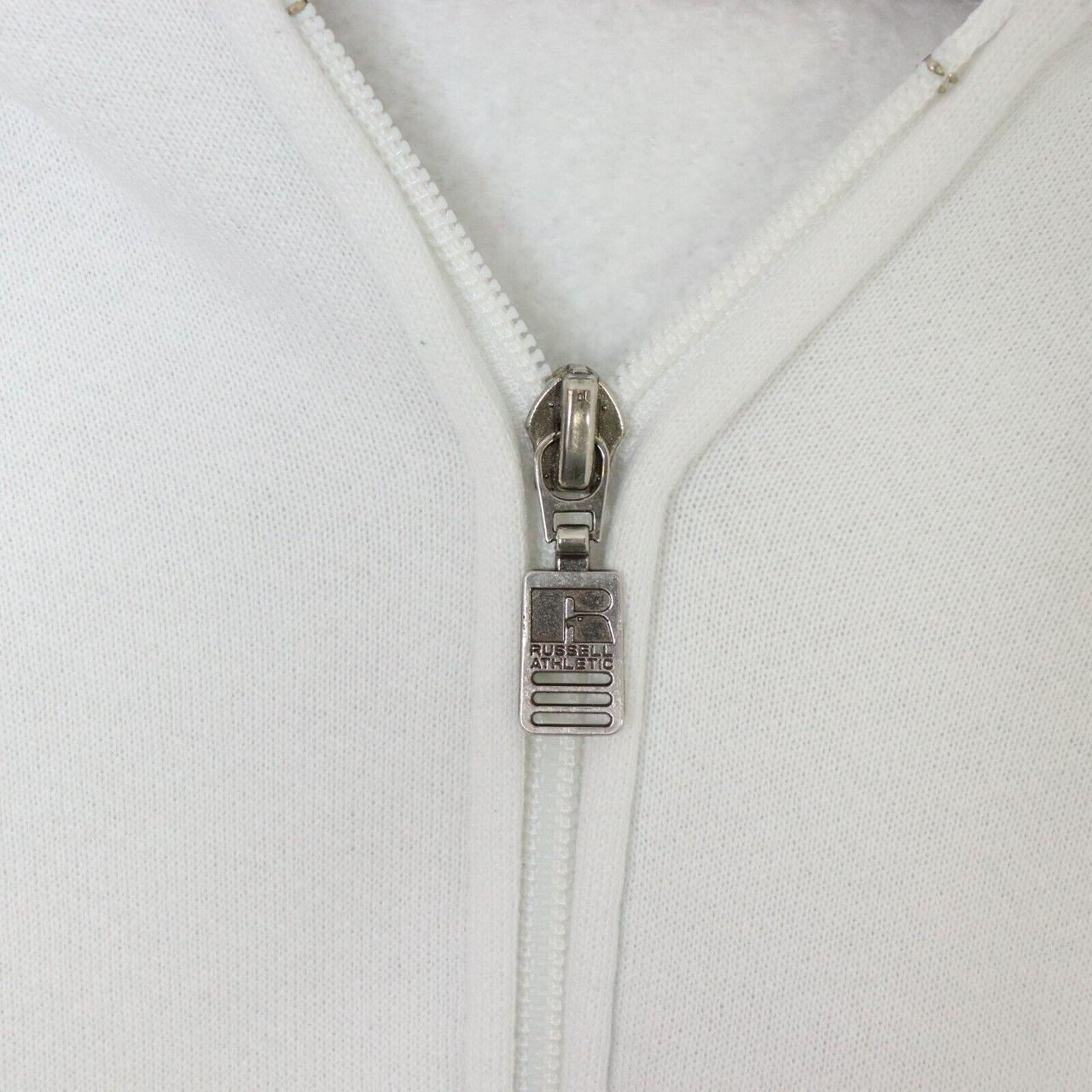 Vintage Russell Athletic Blank White Hoodie Full Zip Size XL