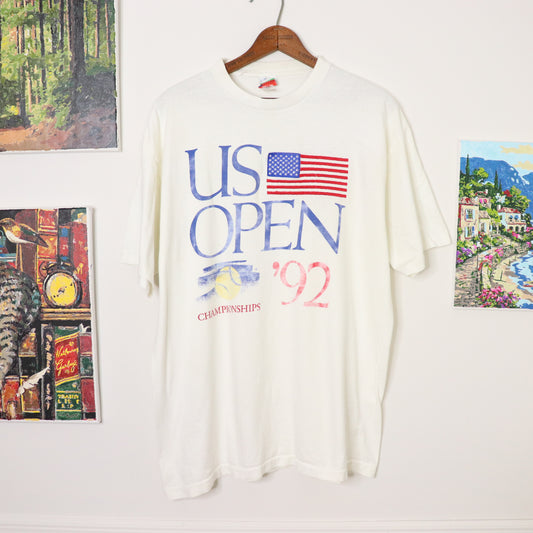 Vintage 1992 US Open New York T-Shirt Tennis Size XL Faded & Distressed