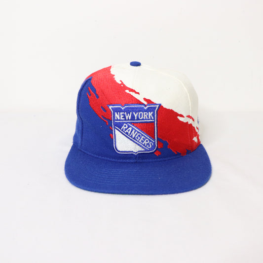 Vintage 90's New York Rangers Splash Snapback Hat Logo Athletic