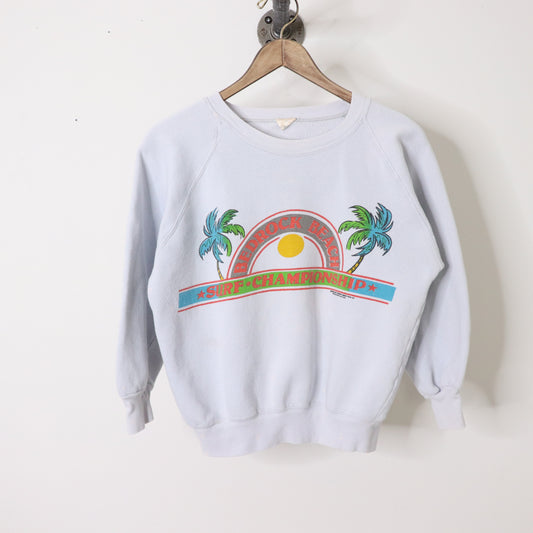 Vintage 80's Bedrock Beach Surf Championship Crewneck Sweatshirt Size S