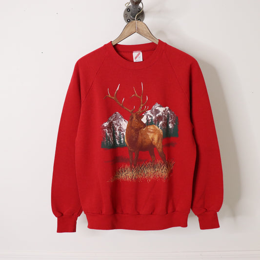 Vintage 80's Elk Wilderness Nature Crewneck Sweatshirt Men's Size M
