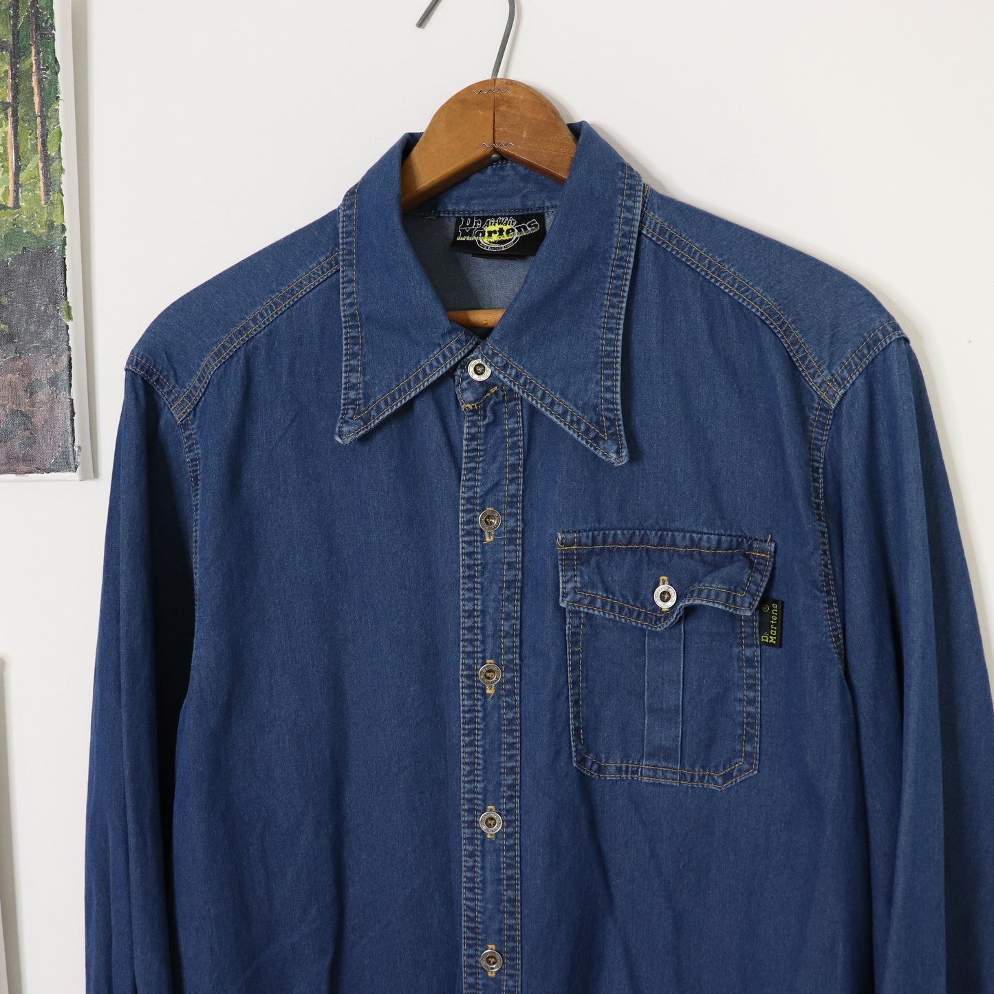 Vintage 90's Dr. Martens Denim Button Up Shirt Size Men's Sz S