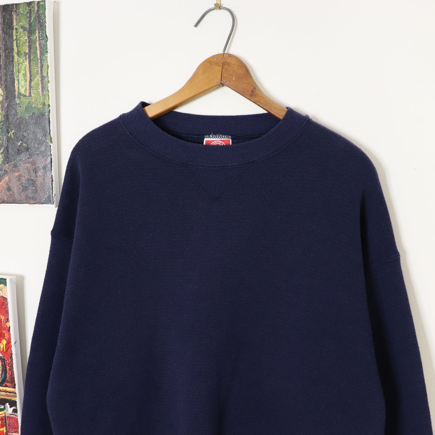 Vintage 90's Pannill Crewneck Pullover Heavyweight Sweatshirt Blank Sz XL Navy Blue