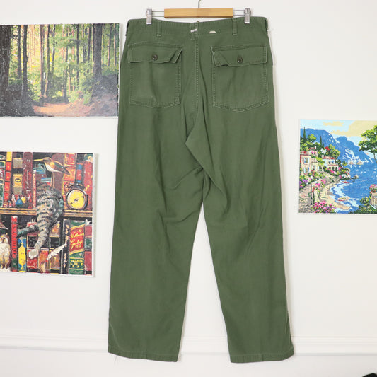 Vintage 60's OG-107 Vietnam Army Sateen Type 1 Pants Size 36x30