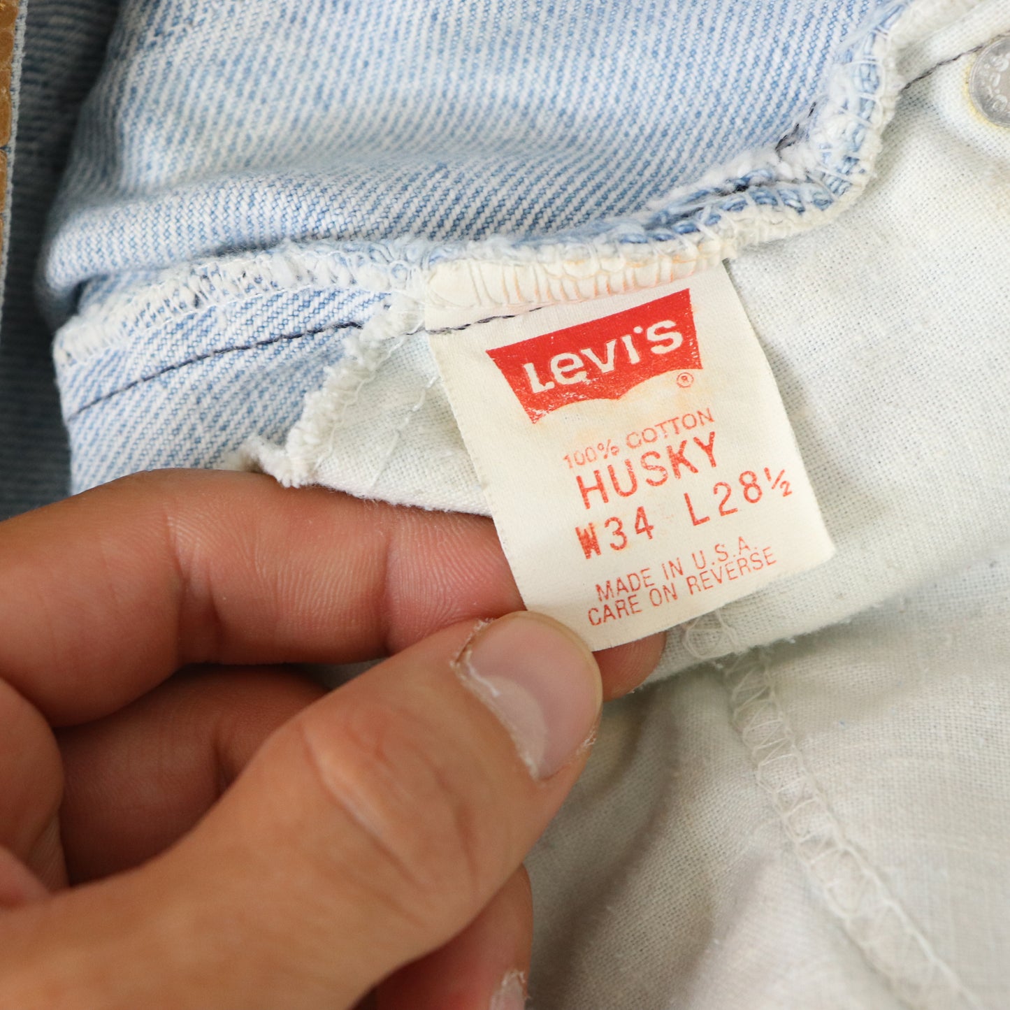 Vintage 90's Levi's Orange Tab Relaxed Husky Fit Light Blue Jeans USA Made Sz 34x28