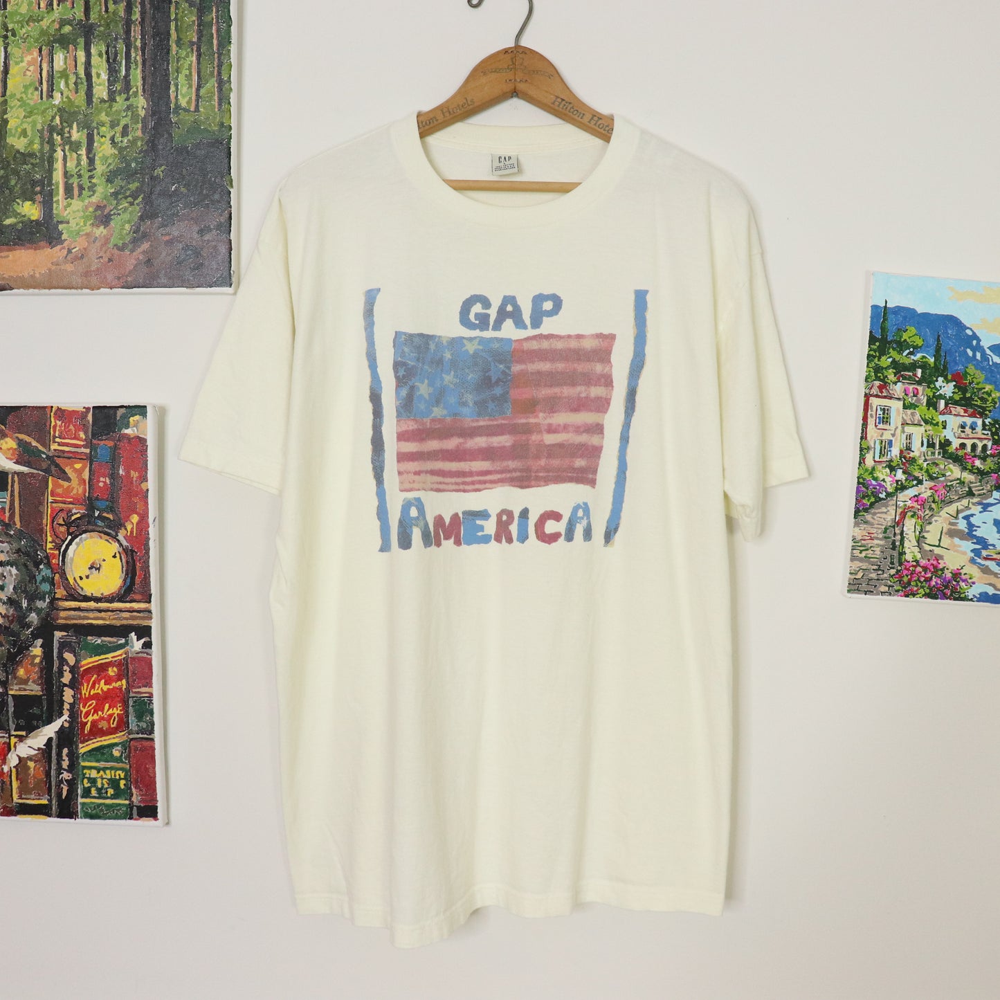 Vintage 90's GAP America USA Flag T-Shirt Men's Sz L