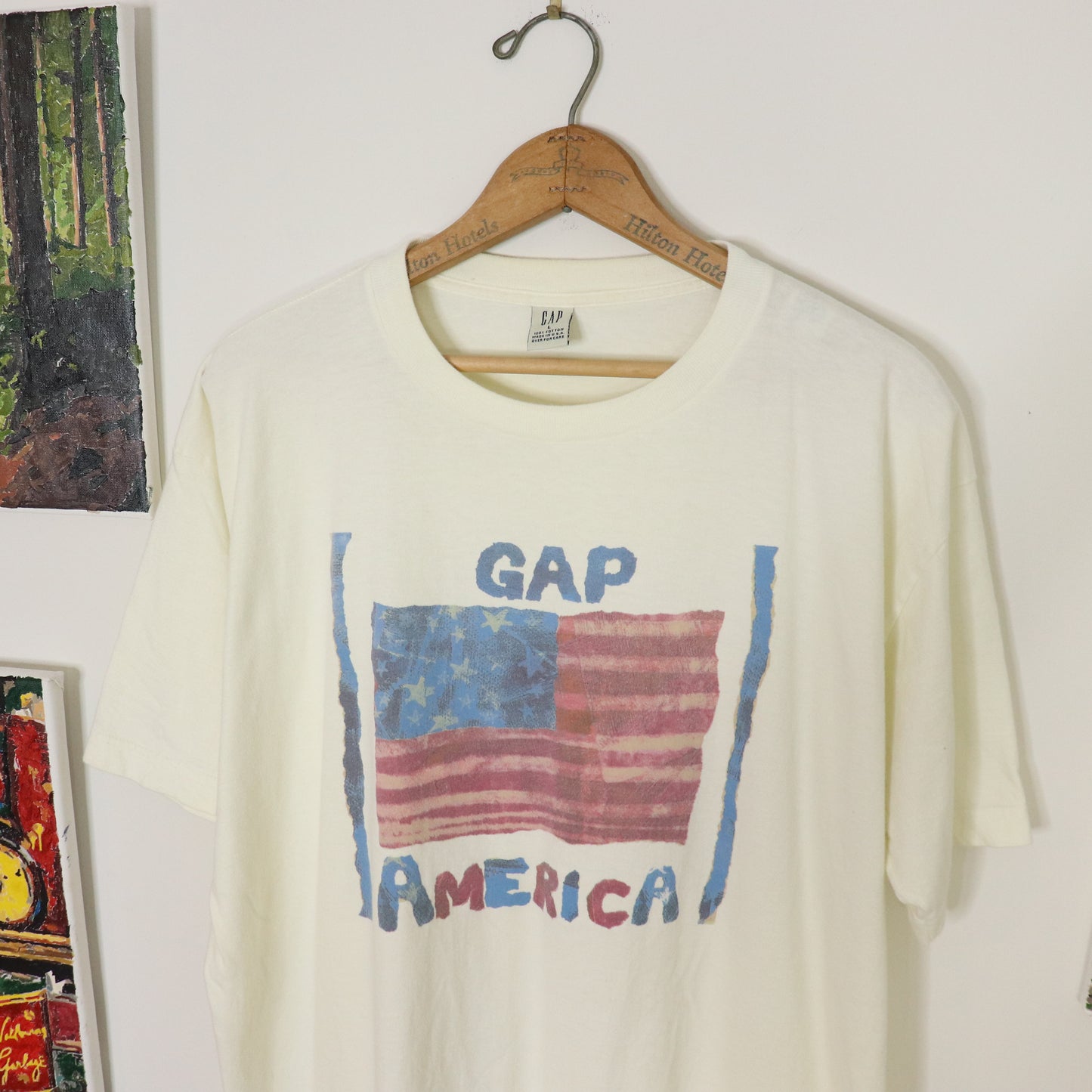 Vintage 90's GAP America USA Flag T-Shirt Men's Sz L