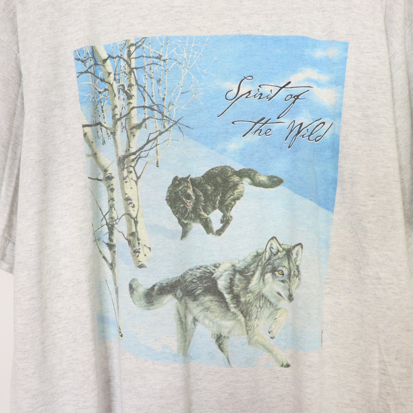 Vintage Wolf Spirit of the Wild Graphic Nature T-Shirt Gray Men's Size L